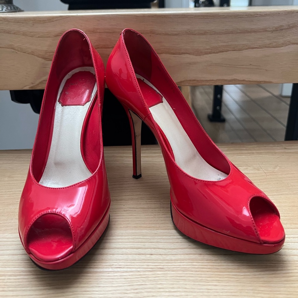 Dior Miss Dior Escarpin 12 Coral Heels 37.5 Patent Leather Heels.